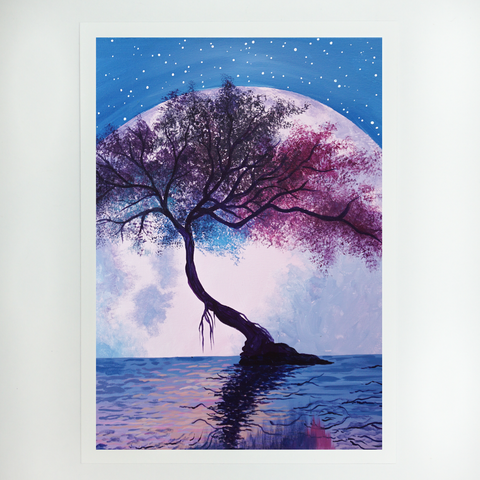 Moonlit Bonsai Art Print