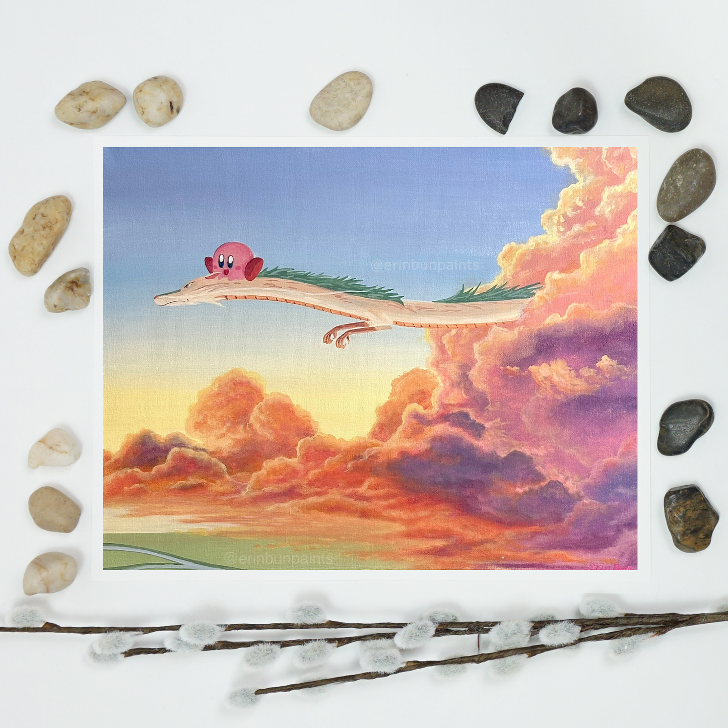 Kirby and Haku's Sunset Ride Art Print