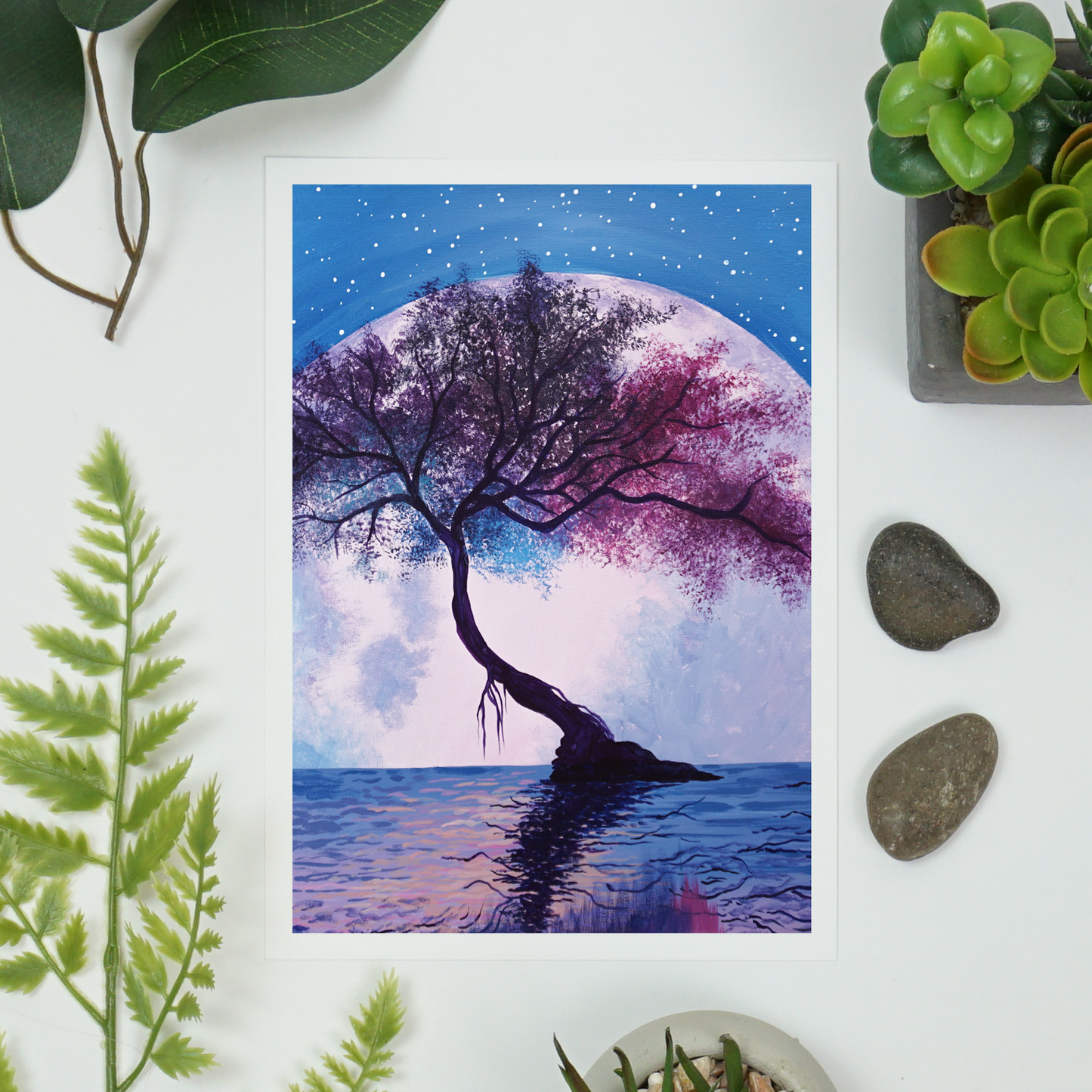 Moonlit Bonsai Art Print